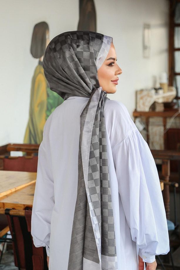 Dama Desenli Monogram Şal MONOV03-41 - 4
