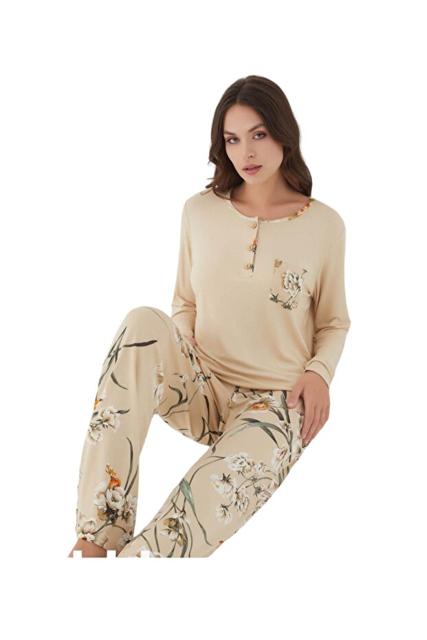 KIŞLIK UZUN KOL PİJAMA TAKIMI DFN1430 - 1