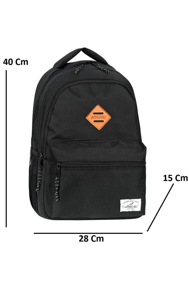 Backpack Daily Use Backpack Black Double Compartment Lightweight Backpack - 2