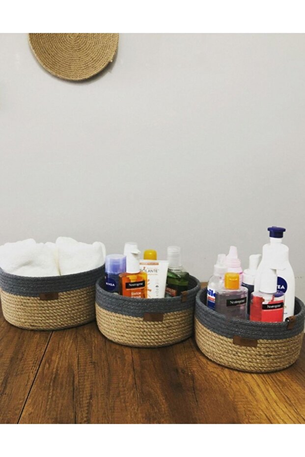 3-Piece Wicker Basket Handmade Organizer Wicker Basket