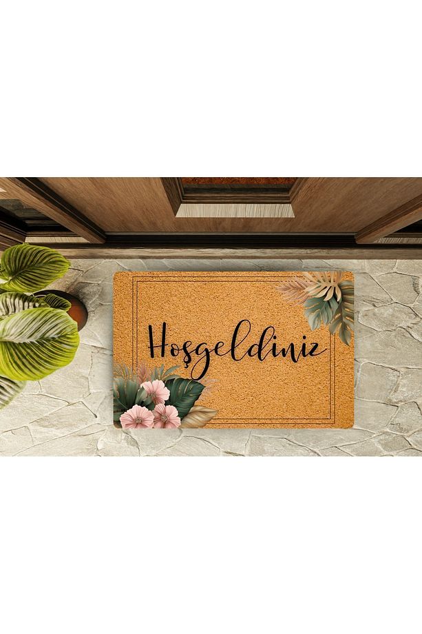 Yıkanabilir Süngerli Jüt Hasır Desenli Dijital Baskı Kapı Önü Paspası (40*60 Cm) - 3