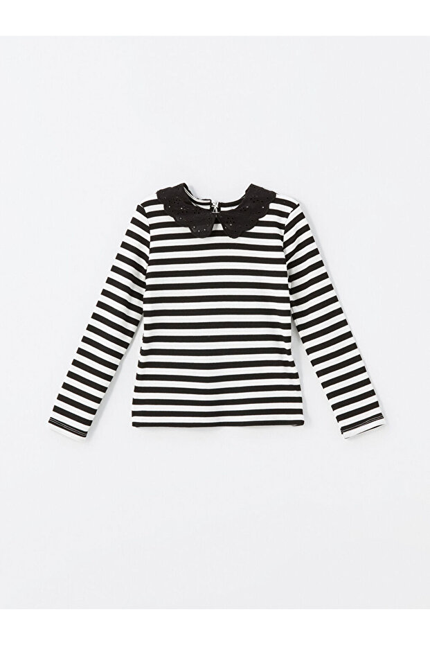 Baby Collar Striped Girl's T-Shirt
