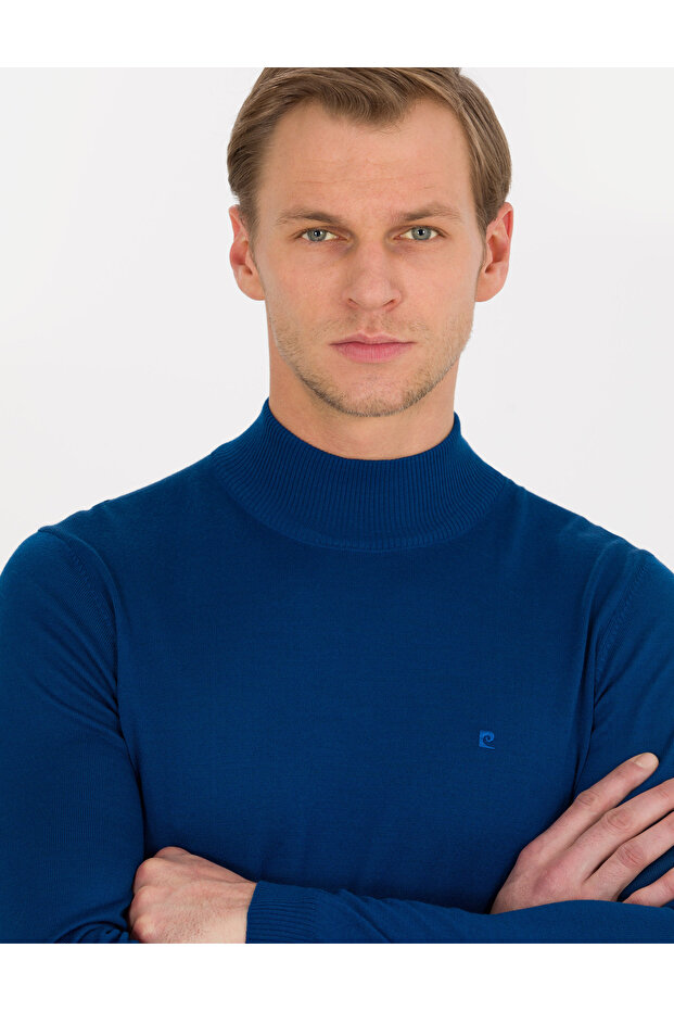 Indigo Slim Fit Half Turtleneck Wool Blend Basic Knitwear Sweater 50257313-Vr106