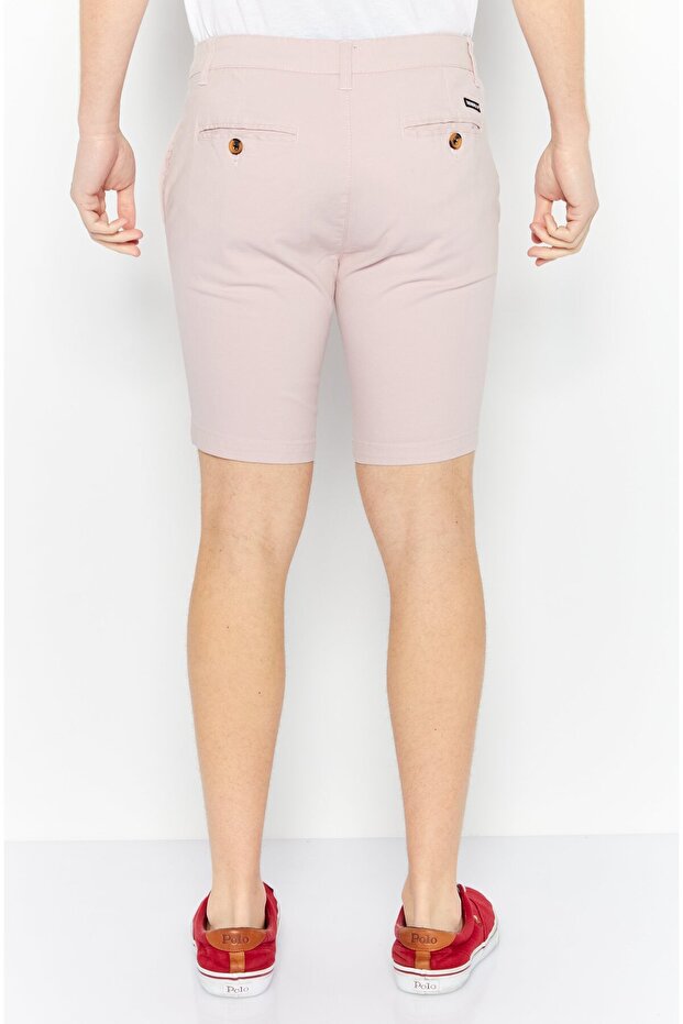Men Slim Fit Solid Basic Shorts, Pink - 3