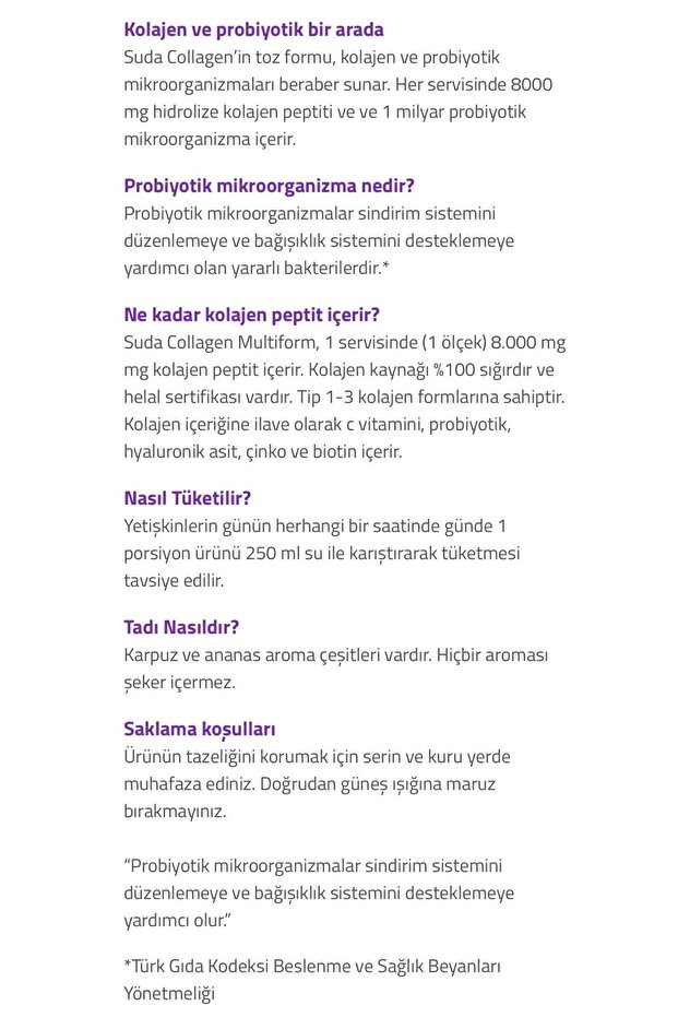 Kolajen + Probiotic Karpuz Aromalı 300gr - 8000 mg Hidrolize Collagen Peptit - Tip1,Tip3 - 3