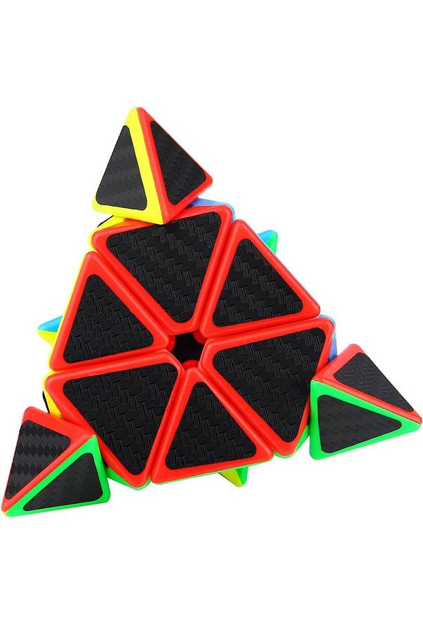 Qy Fiber Karbon Pyramid Pyraminx Küp Hızlı Rübik Zeka Sabır Küpü - 6