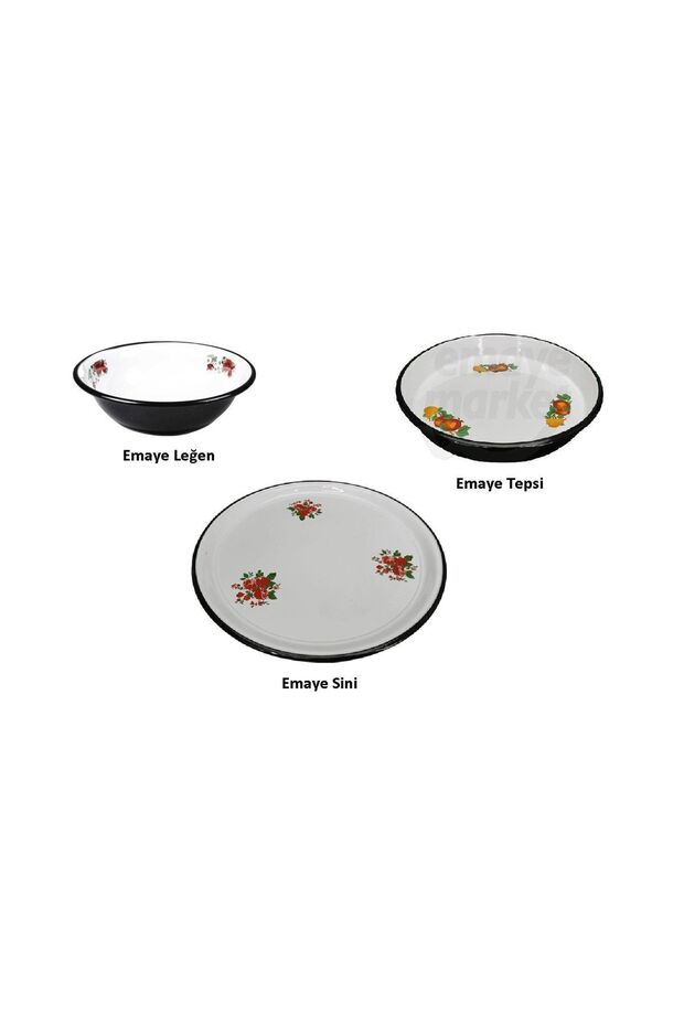 Enamel Dough Basin Enamel Baking Tray Enamel Basin 31cm Basin 28cm Tray 40cm Basin Set of 3