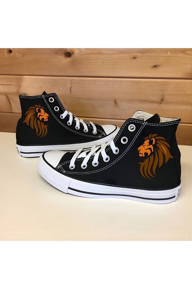 Aslan Baskı Desenli Günlük Convers Bilekli Çocuk Genç Yetişkin Rahat Canvas Unisex Ayakkabı - 3