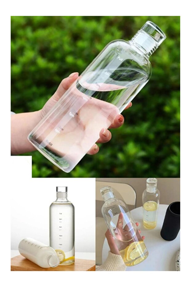 Healthy Glass Water Bottle 500 ml Motivational Leak-Proof Flask Water Bottle Borosilicate Glass