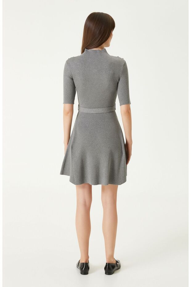 Gri Melanj Elbise - 6