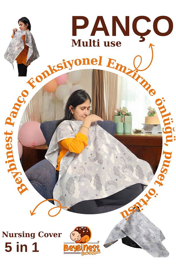 Fonksiyonel Panço Emzirme Örtüsü Puset Örtüsü Bebek Arabası Örtüsü Tek ürün Gökyüzü - 1