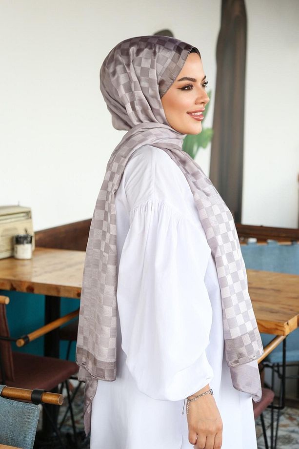Dama Desenli Monogram Şal MONOV03-42 - 1