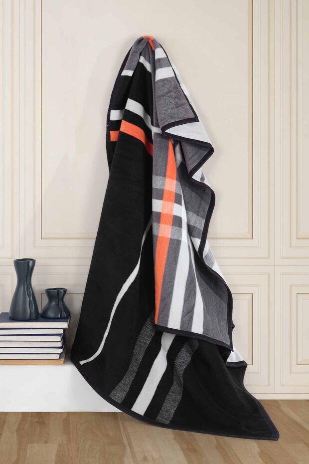 بطانية قطنية منقوشة مزدوجة مقاس 200×220 سم - 1