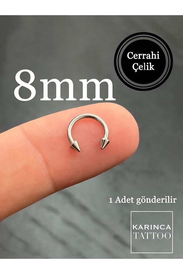 8mm Halka Spike Snug Daith Smiley Dudak Snake Bites Kaş Kulak Septum Tragus Forward Helix Piercing - 2