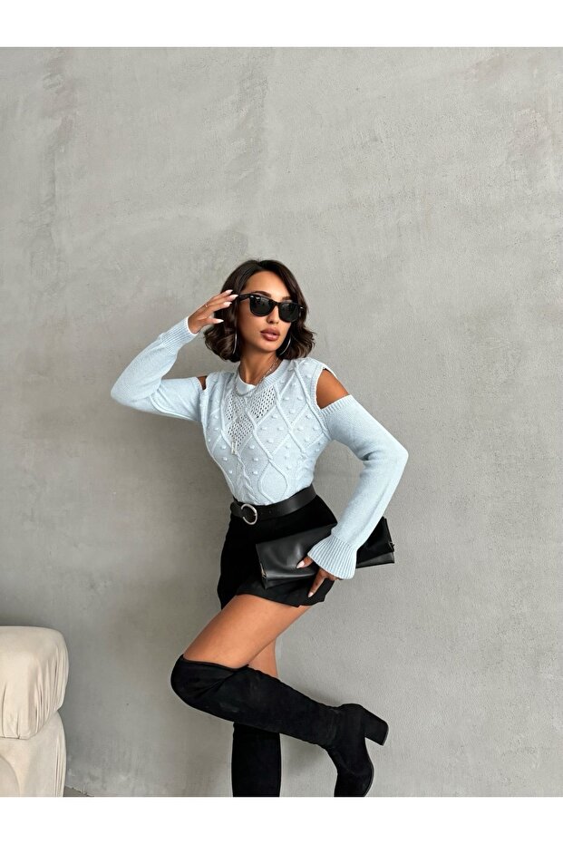 سترة منقوشة مكشوفة الكتف - 6