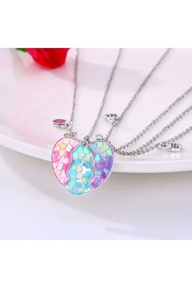 3-Color Magnet Heart Necklace Best Friend Best Friends Necklace for Girls,Birthday Gift