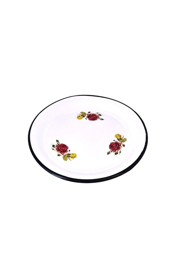 Enamel Sini Decorated Nostalgia Tray Pudding Bowl Fruit Bowl Tableware Tea Tray 40 cm