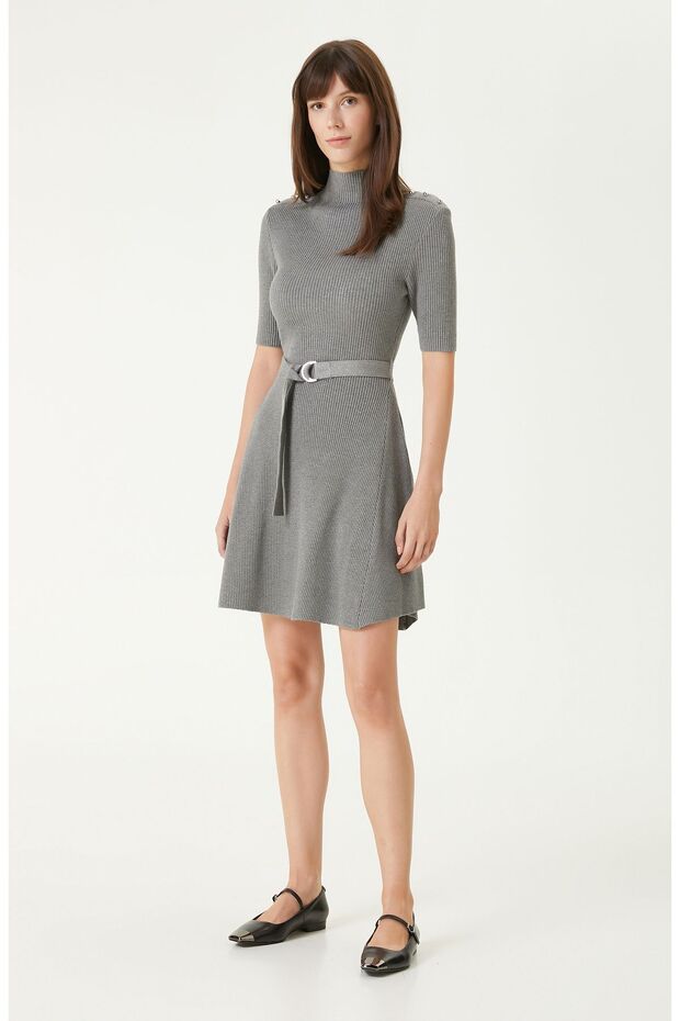 Gri Melanj Elbise - 1