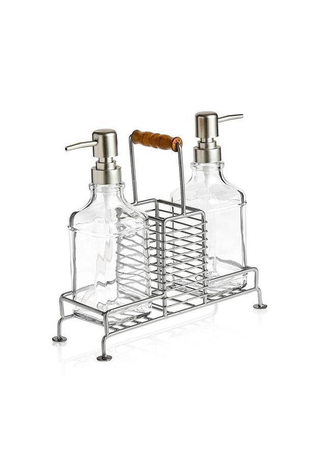 Mien Standlı 2'li Mutfak Sıvı Sabunluk Seti - Inox - 380 ml - 3