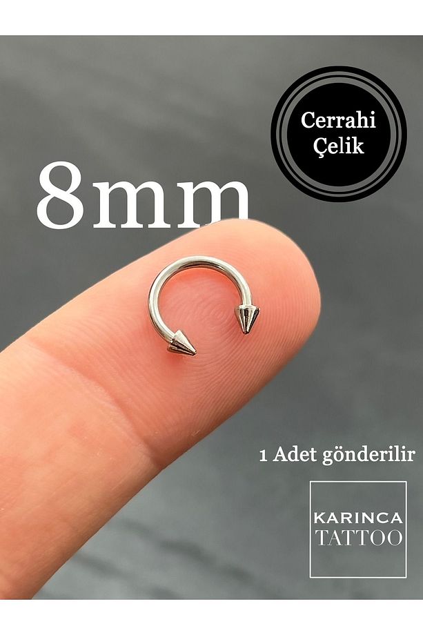 8mm Halka Spike Snug Daith Smiley Dudak Snake Bites Kaş Kulak Septum Tragus Forward Helix Piercing - 1