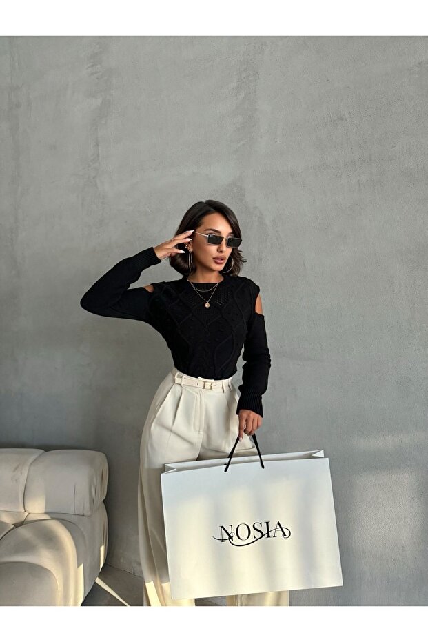 سترة منقوشة مكشوفة الكتف - 3