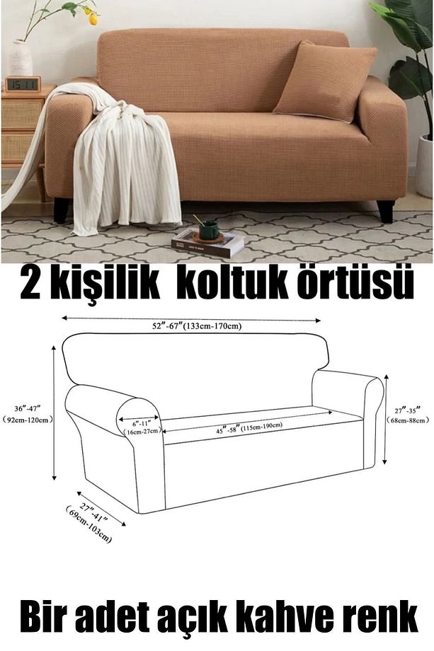 Koltuk Kılıfı Koltuk Örtüsü Iki Kişilik Koltuk Kılıfı 1 Adet Kahve Renk - 1
