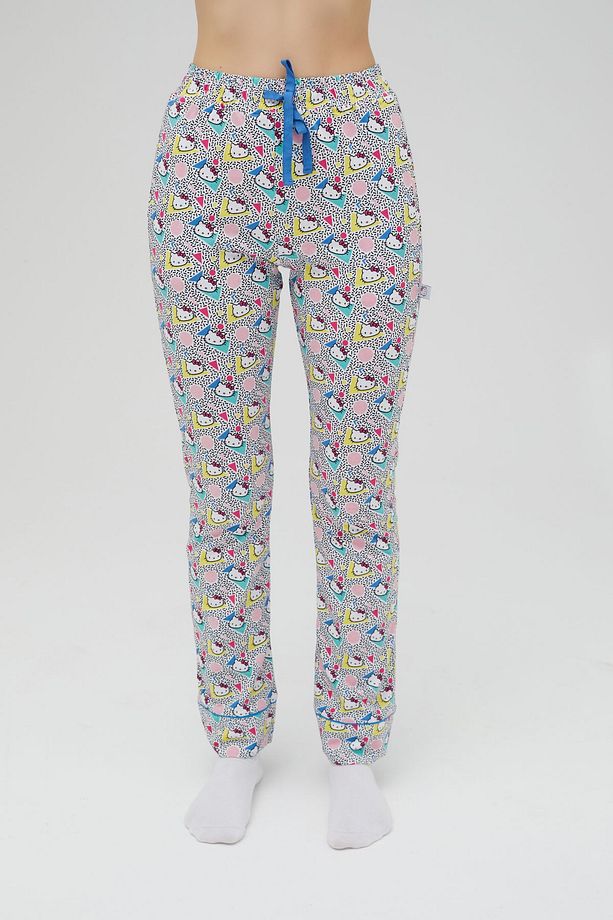 Lisanslı Baskılı Kadın 100% Pamuklu Bol Paça Eşofman Altı-Pijama-Pantolon Roz-256/A - 3
