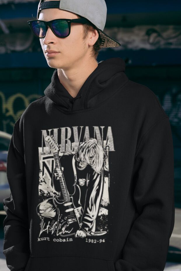 Nirvana Kurt Cobain 1982-94 Printed Unisex Oversize Rock Metal Hoodie