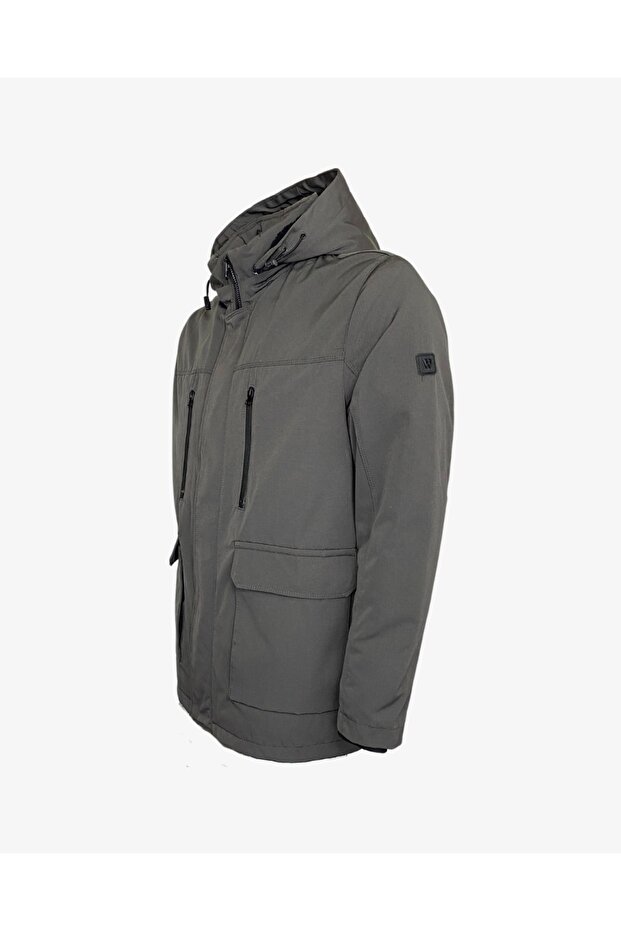 Erkek Gri Kapüşonlu Parka - 3