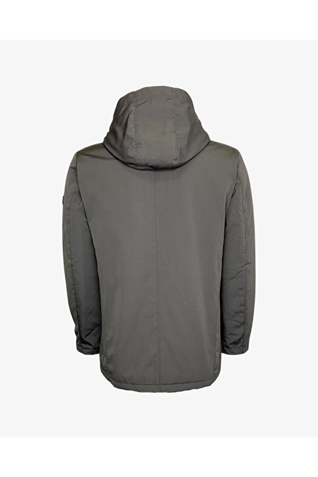 Erkek Gri Kapüşonlu Parka - 4