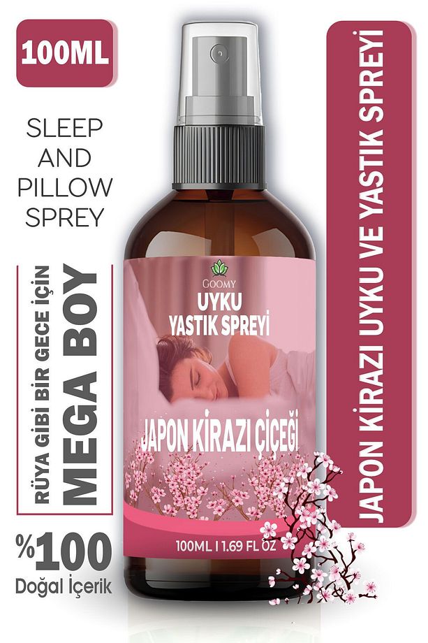Uyku ve Yastık Spreyi; Derin ve Rahat Uyku için JaponKirazÇiçeği kokulu aromaterapi sprey 100 ml - 1