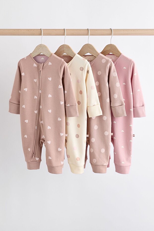 100% Organic Cotton Pink Heart/Polka Dot 4-Piece Sleeping Bag Set Alyk79494