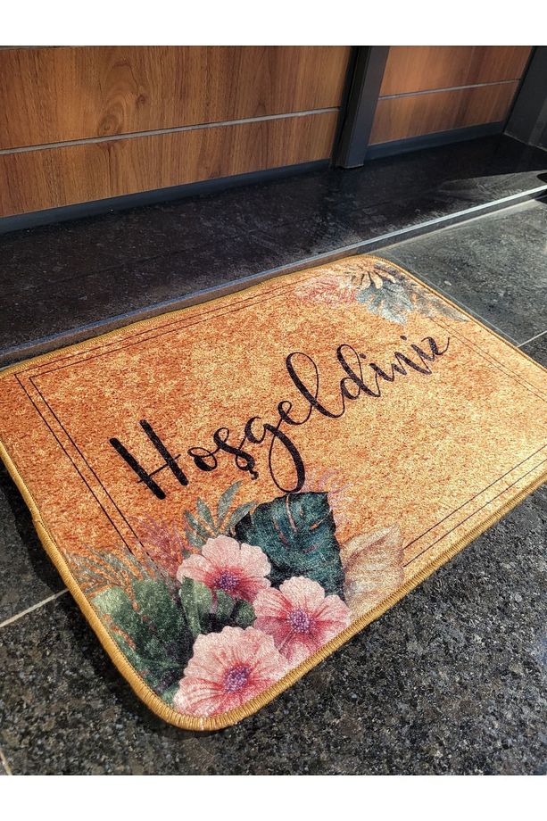 Yıkanabilir Süngerli Jüt Hasır Desenli Dijital Baskı Kapı Önü Paspası (40*60 Cm) - 1