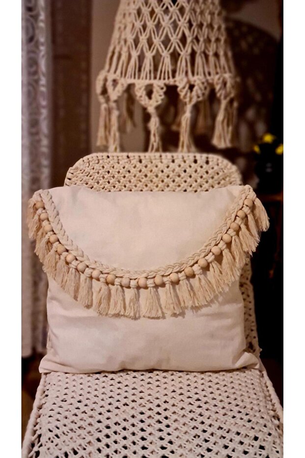 Boho Macrame Throw Pillow - 4