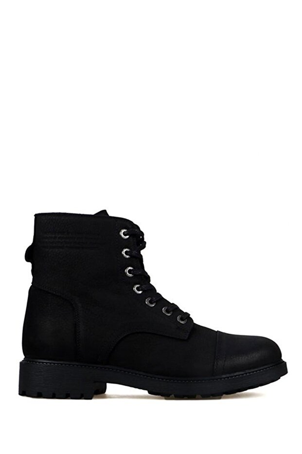 Genuine Leather Black Dock Step Outdoor Men's Boots