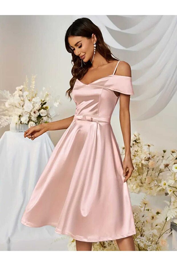 HAVUZ YAKA ASKILI MİNİ ELBİSE - 3