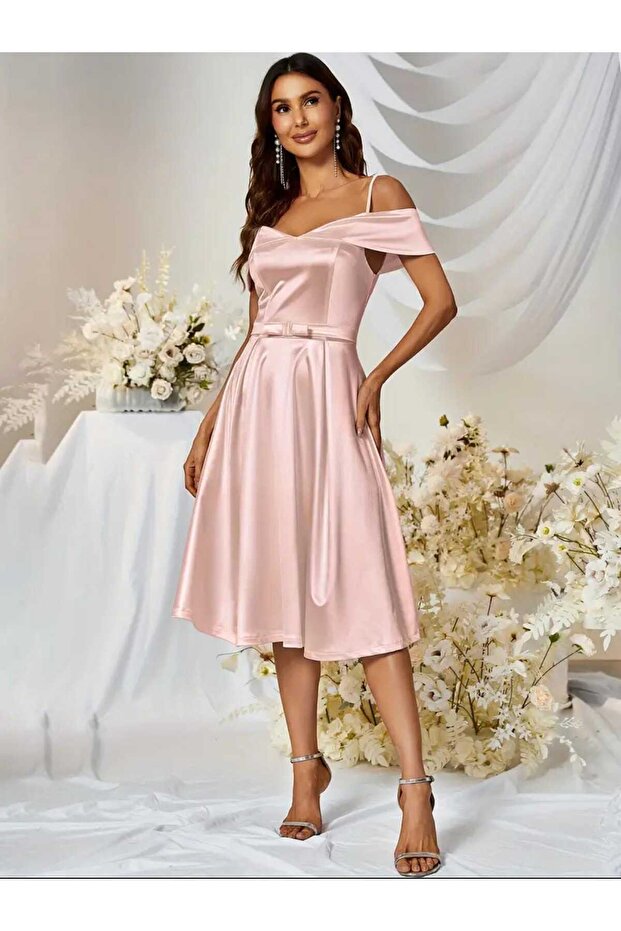 HAVUZ YAKA ASKILI MİNİ ELBİSE - 2