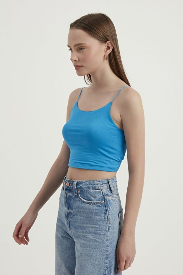 Askılı Crop Basic Kısa Bluz - 3