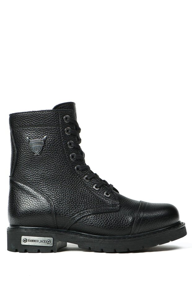 Genuine Leather Black Floater Men's Boots