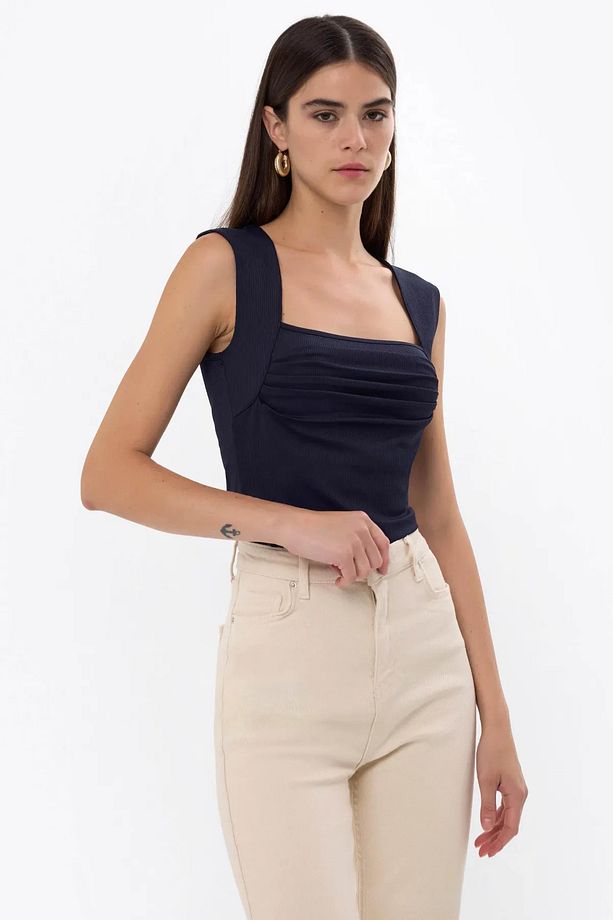 Drape Kare Yaka Bluz - 2