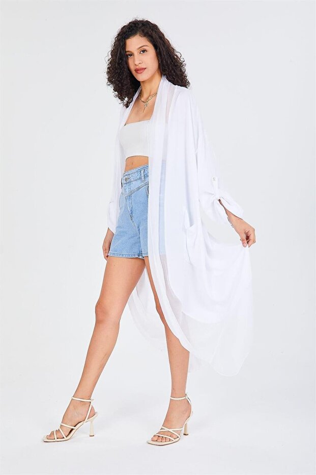 Itayan Ipek Detaylı Oversize Kaftan - 7