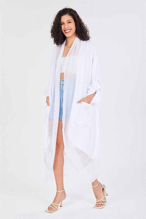 Itayan Ipek Detaylı Oversize Kaftan - 6