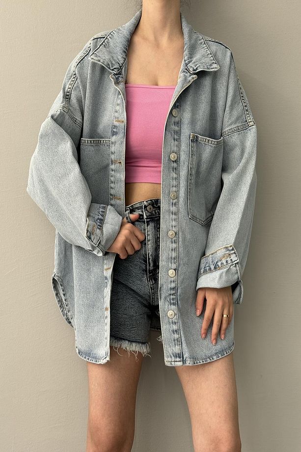 Oversize Cepli Kot Gömlek Ceket - 5
