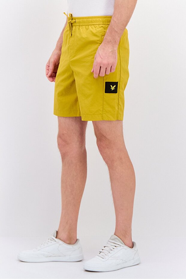 Men Patch Logo Basic Shorts, Dark Yellow - 3
