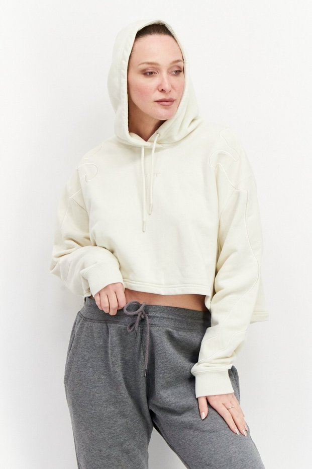 Women Sportswear Fit Training Hoodie, Cream