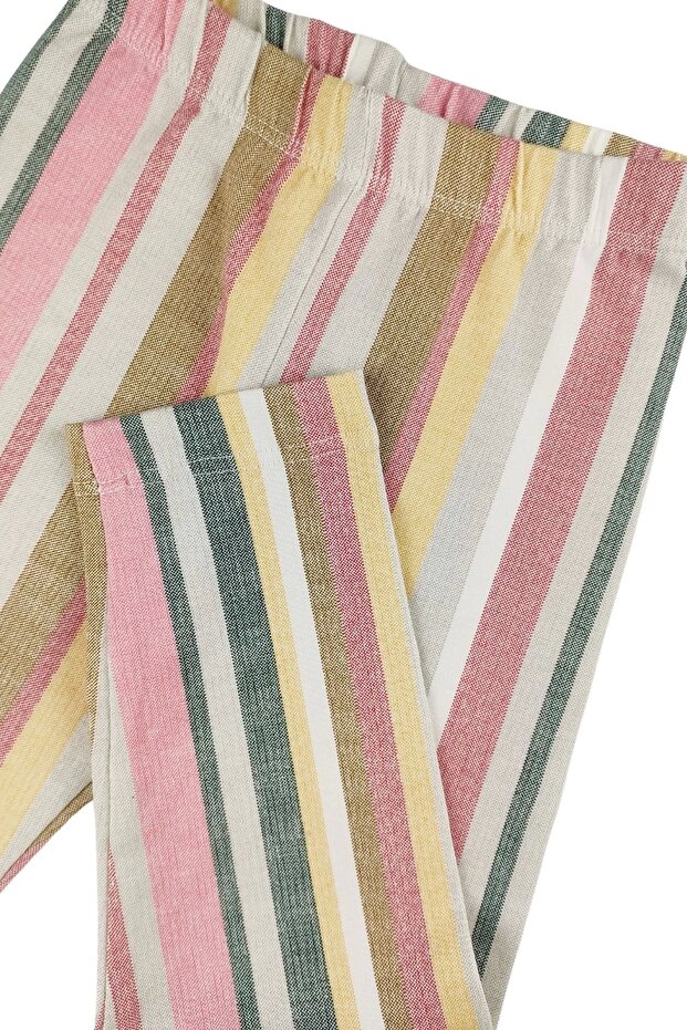 Триколірні довгі легінси з візерунком для дівчаток на літо - 5