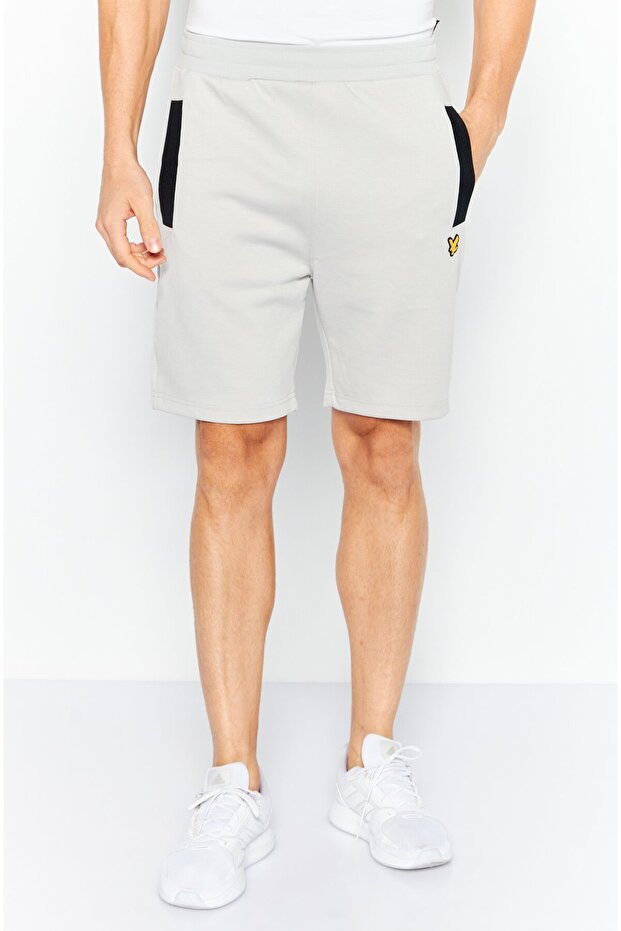 Men Brand Logo Basic Shorts, Grey - 1