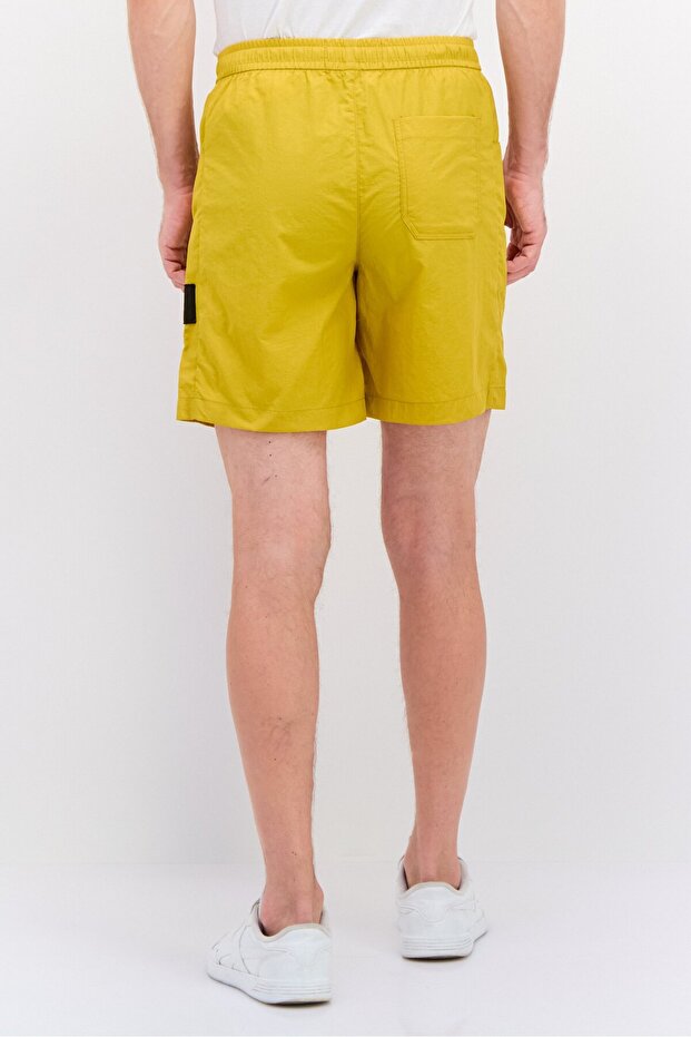 Men Patch Logo Basic Shorts, Dark Yellow - 4