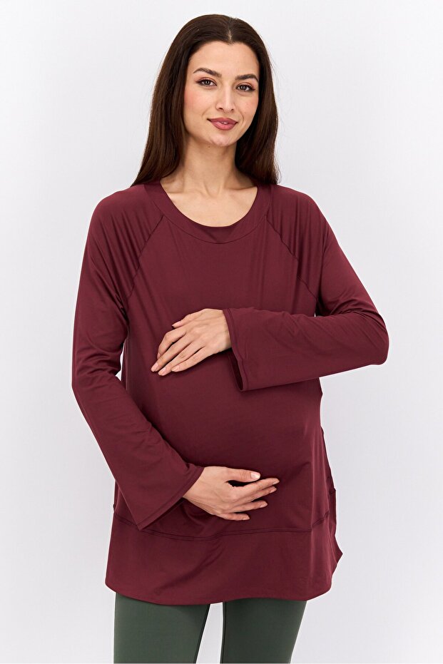 Maternity Sportswear Fit Brand Logo Training Top, Maroon