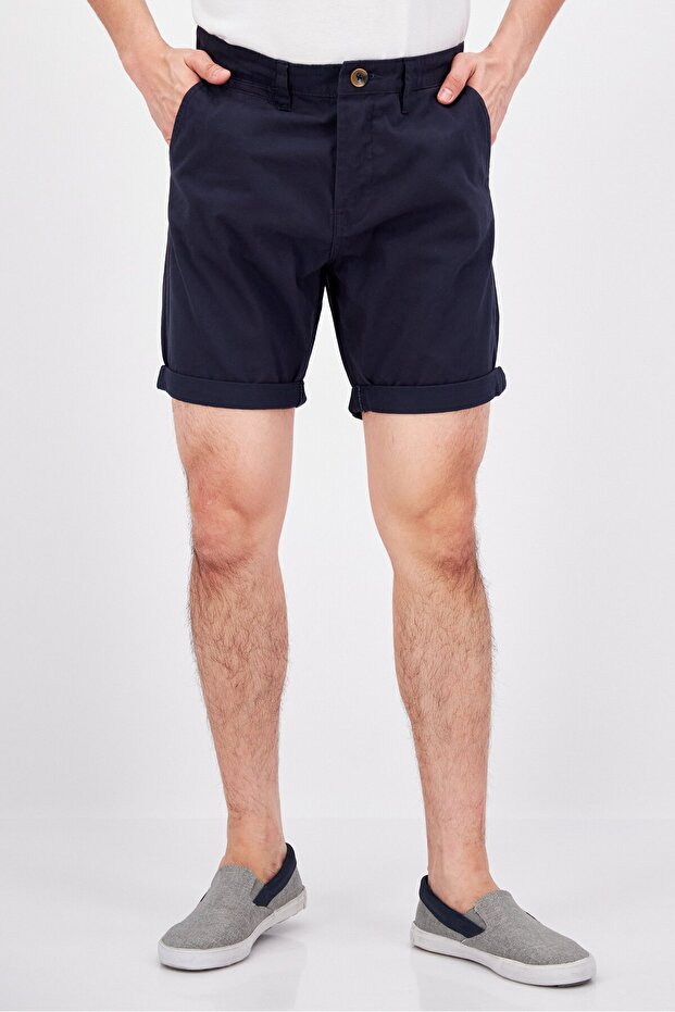 شورت تشينو سادة للرجال، أزرق داكن - 1